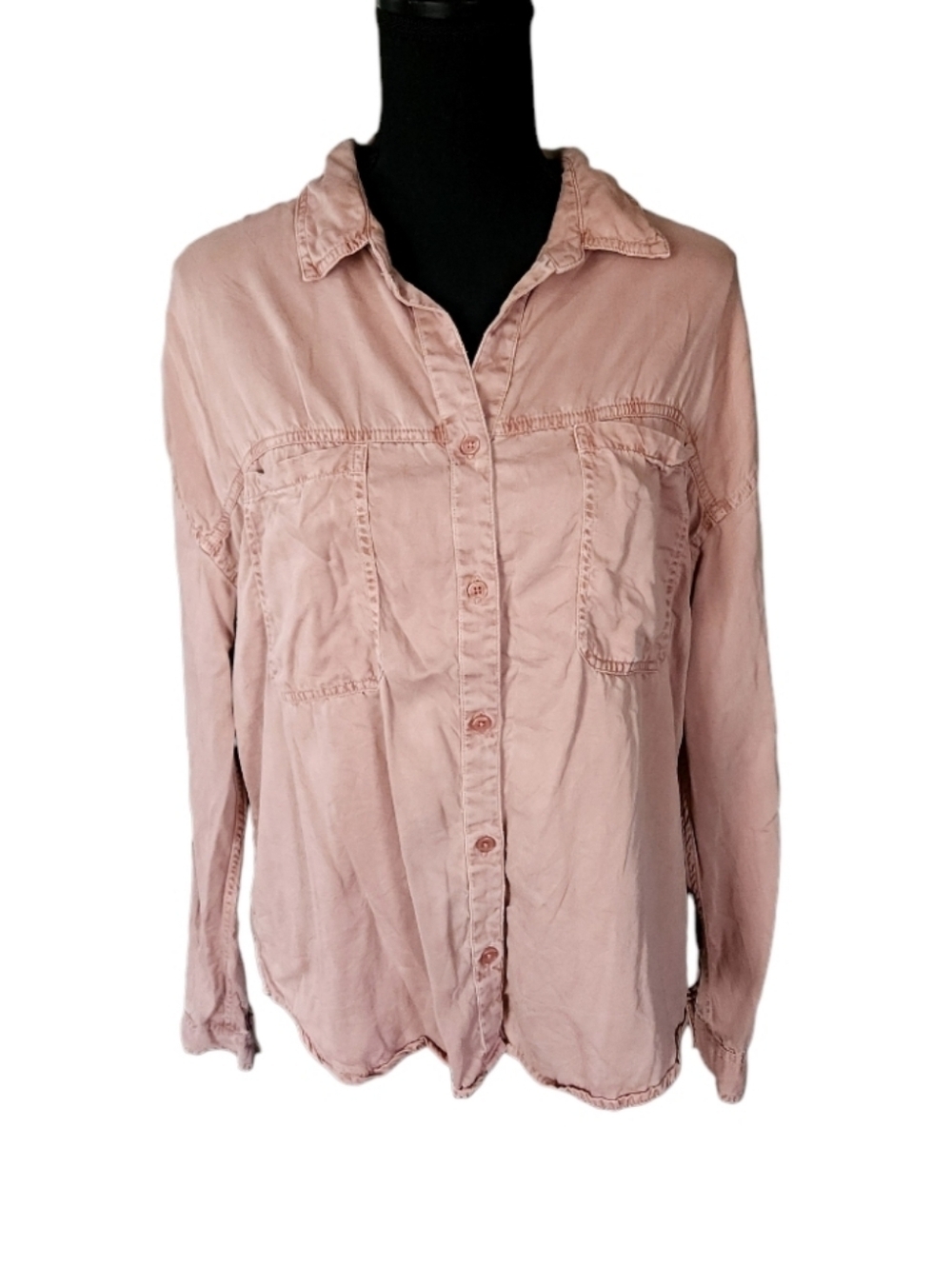Carbon2Cobalt Dusty Pink 100% Lyocell Flowy Button Down Shirt Sz M